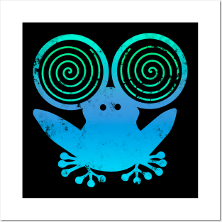 Hypnotic Abstract Frog - Blue Posters and Art